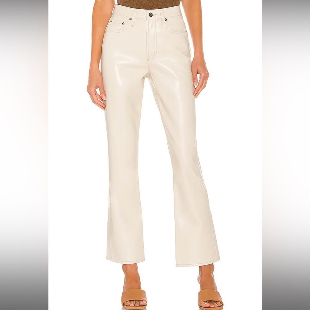Agolde Ivory Leather Boot Cut Pants